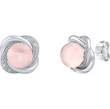 Náušnice SILVEGO stříbrné náušnice Ariel s přírodním růženínem a Brilliance Zirconia JST14738ERO