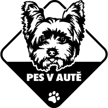 Samolepicí dekorace na vozidlo Pes v autě Jorkšír samolepka na auto Hnědá Velikost A