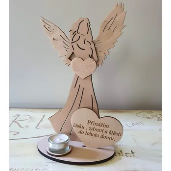 Svícen Svícen Anděl s citátem Přínáším tomuto domu lásku