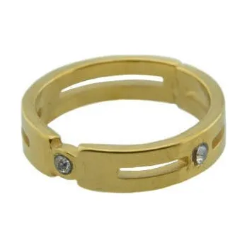 Prsten Doria Prsten z oceli zlatý s kamínky M077 Velikosť: 54 / 55