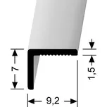Ukončovací stěnový profil 9,2 x 7 mm (nevrtaný) | Küberit 279 U Im. nerezu F2