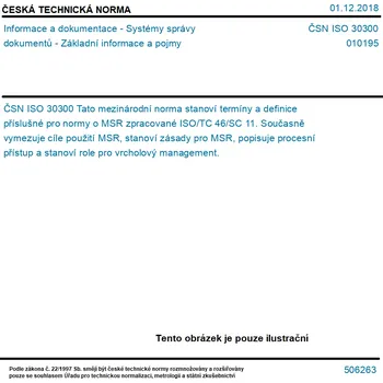 ČSN ISO 30300 - Informace a dokumentace - Systémy správy dokumentů - Základní informace a pojmy - Tisk