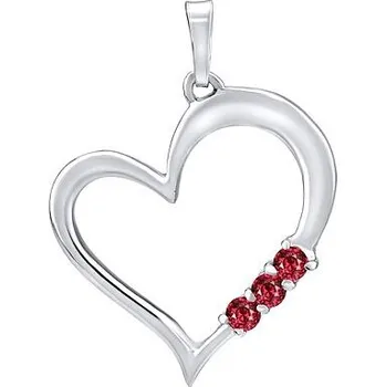 Přívěsek Stříbrný přívěsek SRDCE s červenými Swarovski Zirconia SILVEGO11580R