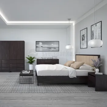 Postel Dřevěná postel s čalouněním DINO z bukového, jasanového nebo dubového masivu výrobce světspánku.cz. Dostupná ve všech rozměrech, včetně atypických. 200x180, olej Ořech, jádrový buk, tm. hnědá k06