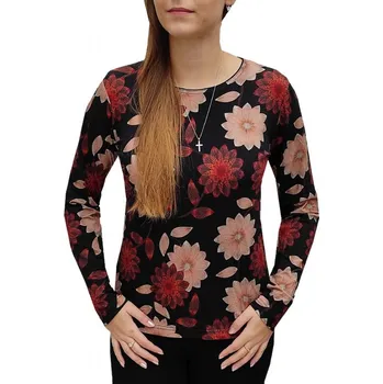 Dámská halenka Halenka Pratto černá s oranžovými květy velikost pratto: 46