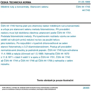 ČSN 44 1745 - Měděné rudy a koncentráty. Stanovení selenu - Tisk