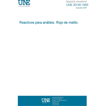 UNE 30145:1960 ANALYSIS REAGENTS. METHYL RED. Španělsky Tisk