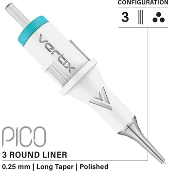 Tetování FK IRONS Vertix PICO 3 Round Liner Long Taper 0,25mm 25/3RLLT