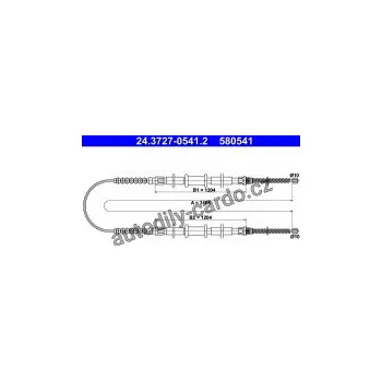 Brzdová hadice Lanko ruční brzdy ATE 24.3727-0541 (AT 580541)