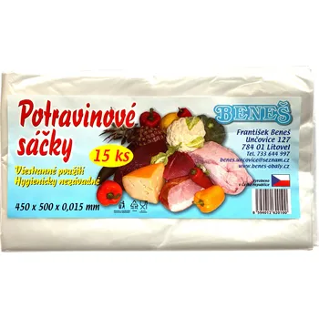 Sáček na potraviny Beneš 10001 Sáčky svačinové 450 x 500 mm, 15 ks