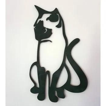 Kočka sedící obraz Světle hnědá lazura