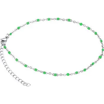 Řetízek Dámský řetízek na nohu z chirurgické oceli - zelený KMM1750
