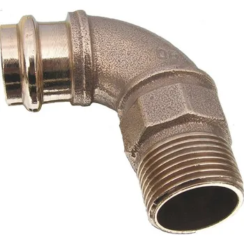 Fitinka EFFEBI - Itálie | lisovací bronzové koleno 90° FxMG s vnějším závitem, PRESS, na měď trubky - 15x1/2" BP.8092