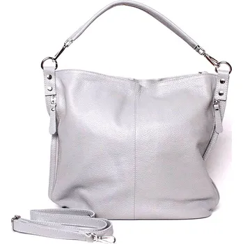 Kabelka Kožená světlešedá kabelka na rameno i crossbody 7733