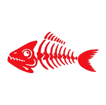 Polep vozidla SAMOLEPKA Ryba kostra 006 levá (10 - červená) NA AUTO, NÁLEPKA, FÓLIE, POLEP, TUNING, VLASTNÍ TEXT, TISK, AUTOSAMOLEPKY.cz, POLEPY, OBRÁZEK, LOGO, SAMOLEPKY