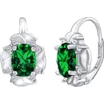 CARISSA stříbrné náušnice se syntetickým zeleným smaragdem LPS3080G