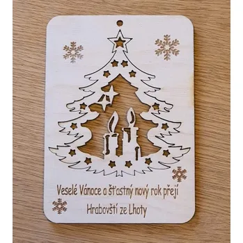 Vánoční přání s vyndávací ozdobou -stromeček se svíčkami