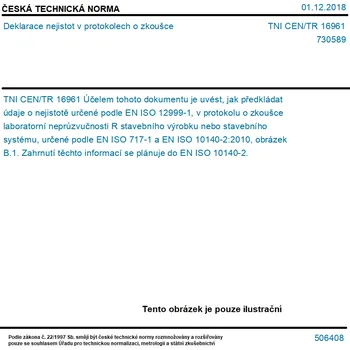 TNI CEN/TR 16961 - Deklarace nejistot v protokolech o zkoušce - Tisk