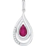 Luxusní stříbrný přívěsek s pravým Rubínem a zirkony FWP10130R