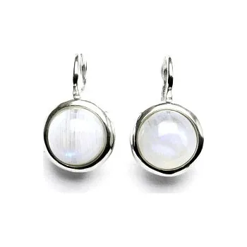 Náušnice Zlaté náušnice, bílé i žluté zlato , přírodní Měsíční kámen - NK 1503 (měsíční kámen 8 mm)