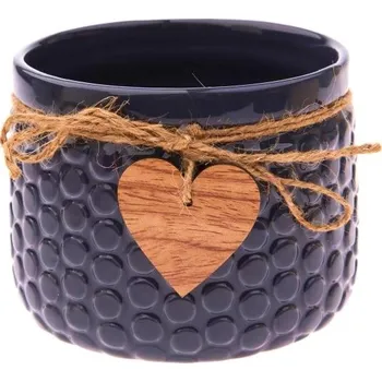 Květináč keramický Garden se srdíčkem - tm.modrý 10 cm