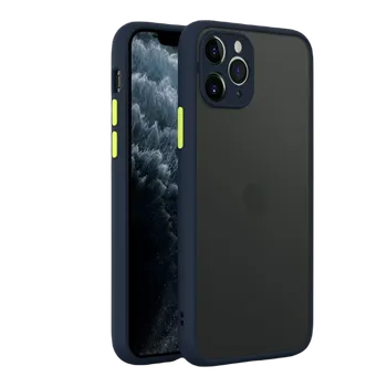 Pouzdro na mobilní telefon Matně průhledný kryt s barevným rámečkem pro iPhone 12 PRO MAX Barva: Tmavě modrá