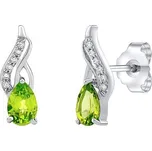 Stříbrné náušnice Lotty s přírodním zeleným olivínem a Brilliance Zirconia FW15429E