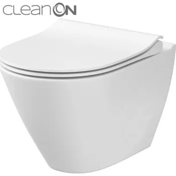 Cersanit City Oval CleanOn, závěsná wc mísa + toaletní sedátko s pomalým zavíráním z duroplastu, K701-104