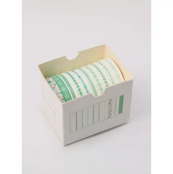 Lepicí páska Sada 10 ks zelených mini washi pásek