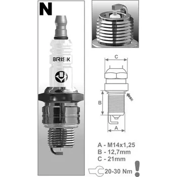 Elektroinstalace pro motocykl Zapalovací svíčka NR14S řada Silver, BRISK - Česká Republika