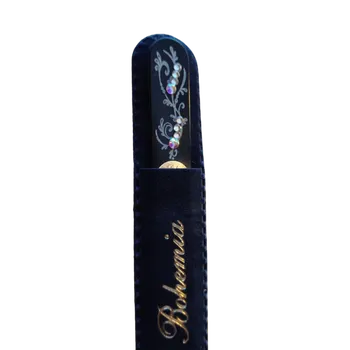 Skleněný pilníček na nehty s křišťály Swarovski Elements®, černý podklad, Kamínky III - 110 mm