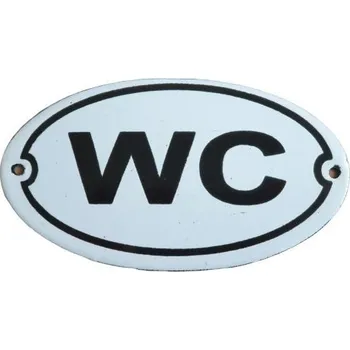Plechová cedule Bílá kovová smaltovaná cedule WC - 13,5*7,5 cm