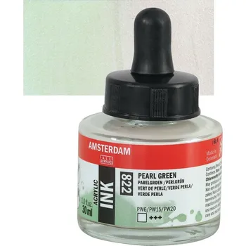 Speciální výtvarná barva AMSTERDAM Acrylic Ink 30ml, 822 pearl green