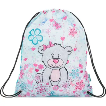Školní sáček Bagmaster školní pytlík medvídek LUMI 21 C GRAY/BLUE/PINK