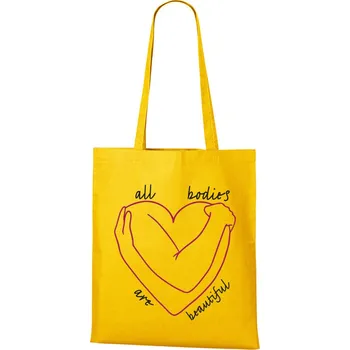 Plátěná taška All bodies are beautiful, Barva Žlutá, Velikost 40×45 cm, Canvas Nákupní taška Bezvatriko.cz 1112