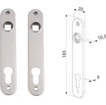 LOCINOX® krycí štítek s otvorem pro kliku a cylindrickou vložku, rozteč 92 mm, materiál: nerezavějící ocel, cena za PÁR