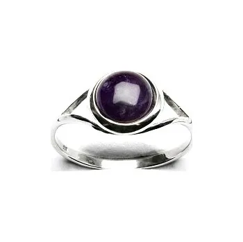 Prsten Zlatý prsten, bílé i žluté zlato, přírodní kámen Ametyst tmavý 8 mm - T 1503 (ametyst 8 mm)