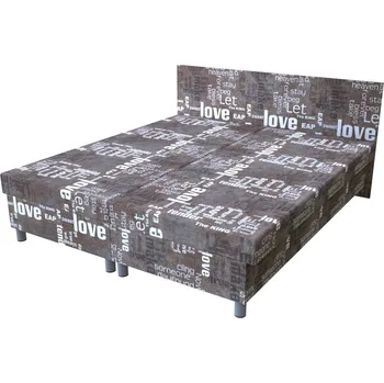 Postel Dvoupostel Words hnědá 200 × 160 cm na nohách