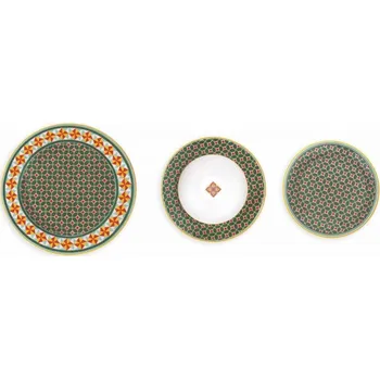 Talíř Jídelní 18-ti dílná sada talířů LE CEMENTINE GIRANDOLA BRANDANI (barva- porcelán,zelená)