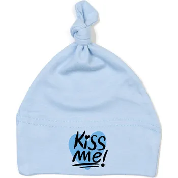 Kojenecká čepice Čepička KISS ME - MODRÁ Barva: Modrá