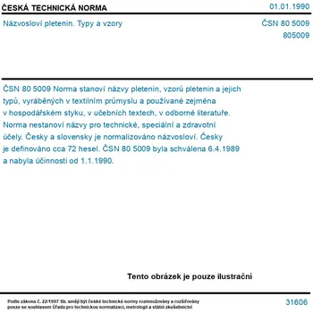 ČSN 80 5009 - Názvosloví pletenin. Typy a vzory - Tisk