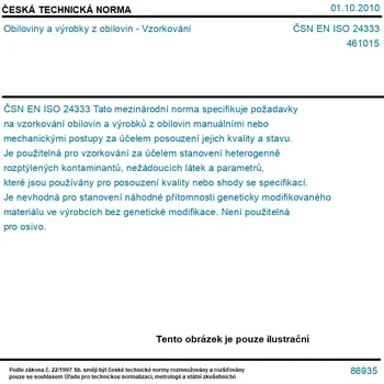 ČSN EN ISO 24333 - Obiloviny a výrobky z obilovin - Vzorkování - Tisk