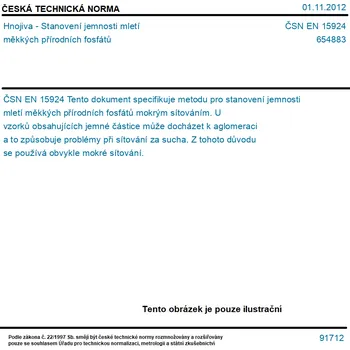 ČSN EN 15924 - Hnojiva - Stanovení jemnosti mletí měkkých přírodních fosfátů - Tisk