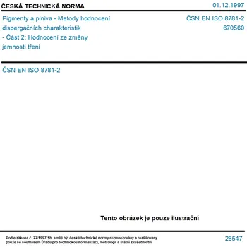 ČSN EN ISO 8781-2 - Pigmenty a plniva - Metody hodnocení dispergačních charakteristik - Část 2: Hodnocení ze změny jemnosti tření - Tisk