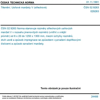 ČSN 02 9263 - Těsnění. Usňové manžety V (střechové) - Tisk