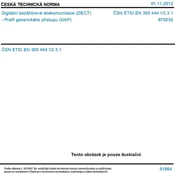 ČSN ETSI EN 300 444 V2.3.1 - Digitální bezšňůrové telekomunikace (DECT) - Profil generického přístupu (GAP) - Tisk