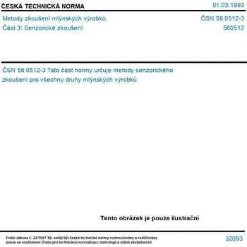 ČSN 56 0512-3 - Metody zkoušení mlýnských výrobků. Část 3: Senzorické zkoušení - Tisk