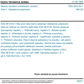 ČSN 56 0130-1 - Metody zkoušení cukrářských výrobků. Část 1: Všeobecná ustanovení - Tisk
