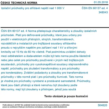 ČSN EN 60137 ed. 4 - Izolační průchodky pro střídavé napětí nad 1 000 V - Tisk