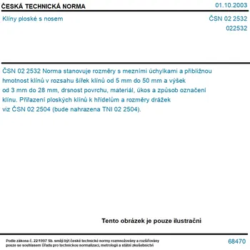 ČSN 02 2532 - Klíny ploské s nosem - Tisk